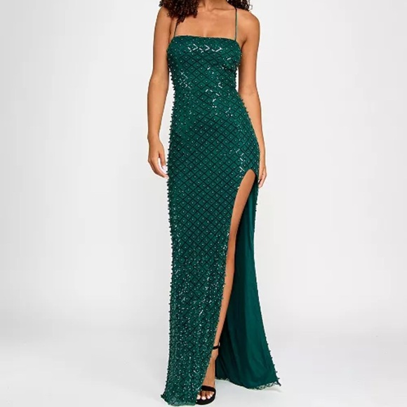 City Studio Teal Beaded Dress - Picture 5 of 8